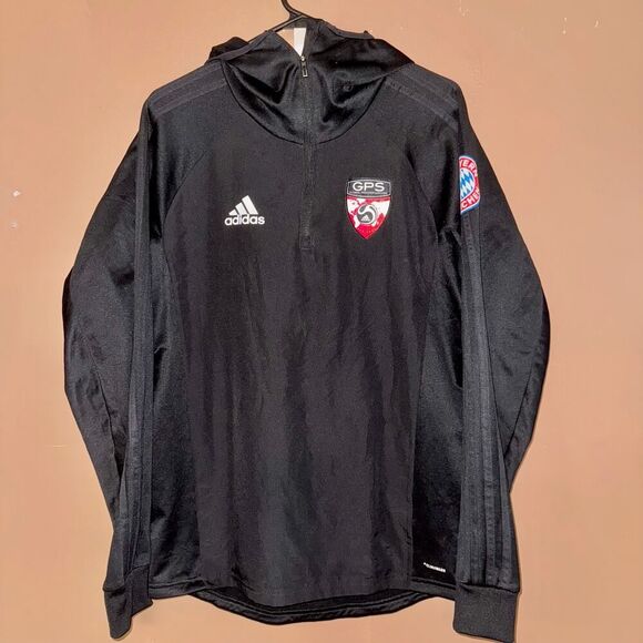 Adidas FC Bayern Munchen Soccer 1/2 Zip Cowl Neck Athletic Jacket Gray - Size S - Picture 1 of 8